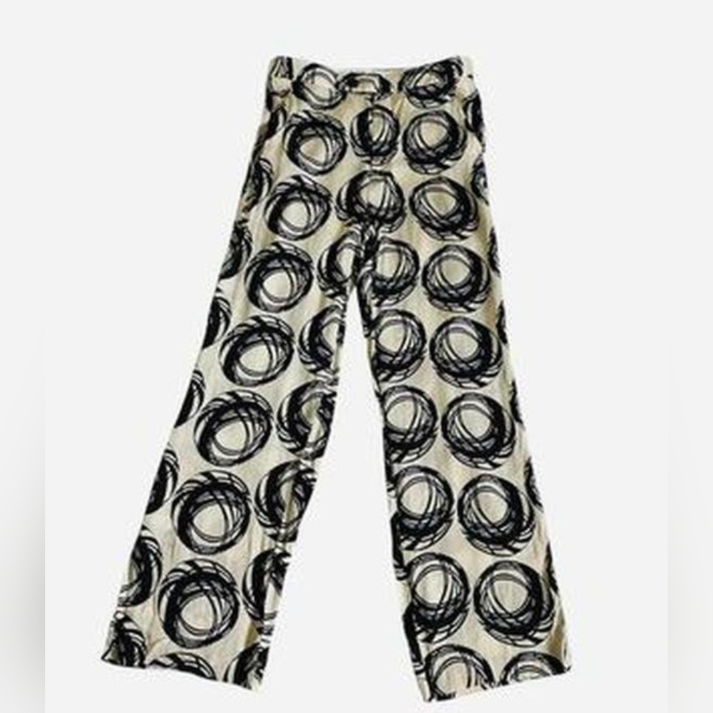 Zara Black and White Circular Pattern Pants